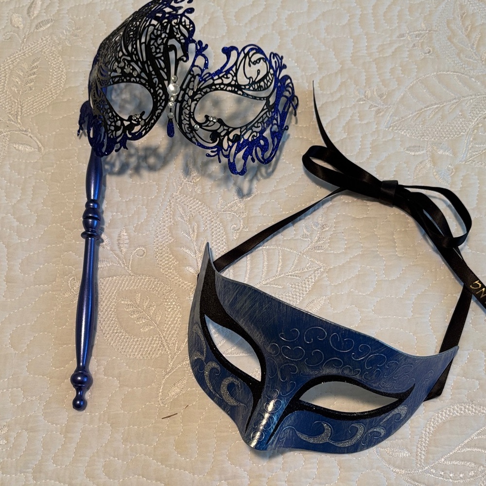 Elegant Blue Masquerade Masks